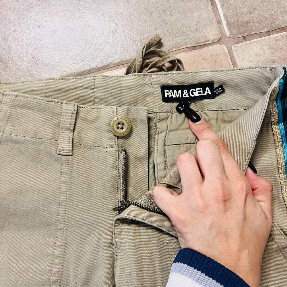 Pam and Gela Y2K 2000's Khaki and Blue Stripe Slacks Size M - Picture 4 of 4